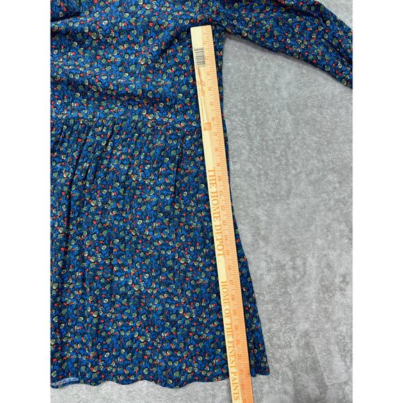 Zara Basic Mini Dress Blue Floral Long Sleeve Ties in Back Size Medium - Picture 5 of 7